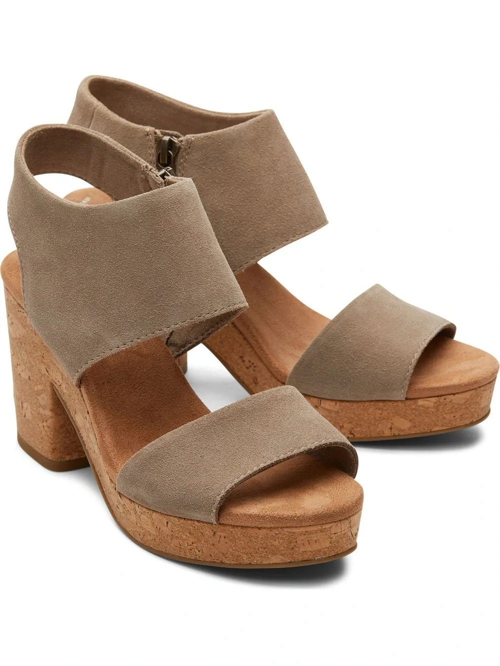 Toms Suede Cork Platform Sandals
